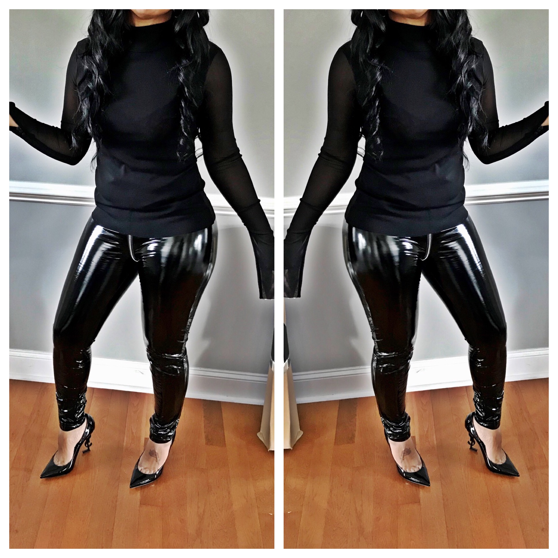 Liquid Leather Leggings With Front And Back Zipper 1587